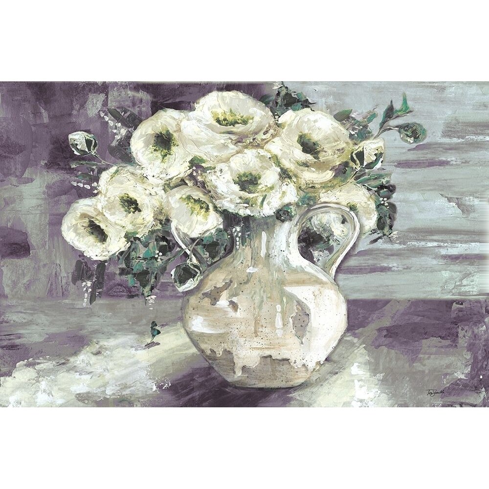 Posterazzi White Flowers in Pottery Pitcher Poster Print by Tre Sorelle Studios