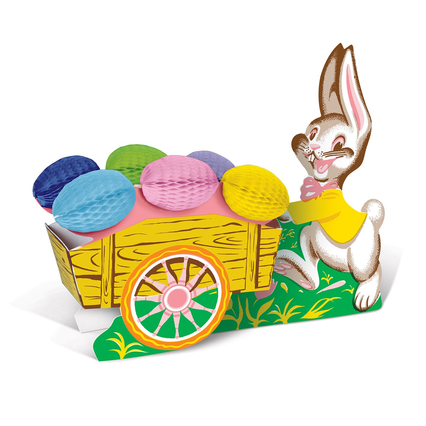 Easter Decoration - Vintage Easter Bunny with Cart - Pack of 12