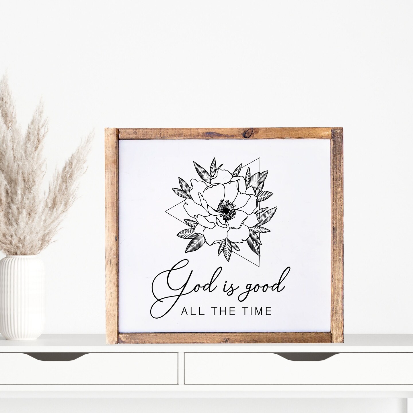 God is Good All The Time Framed Wood Sign, Modern Christian Wall Art ...