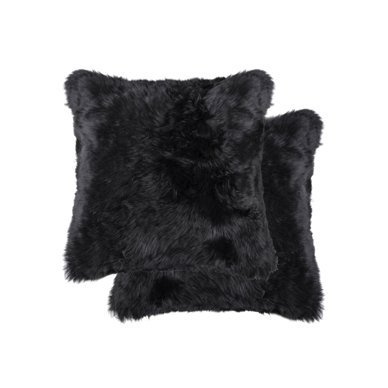 Zealand Sheepskin Pillow 2-Piece Black 100% Natural Soft Luxe