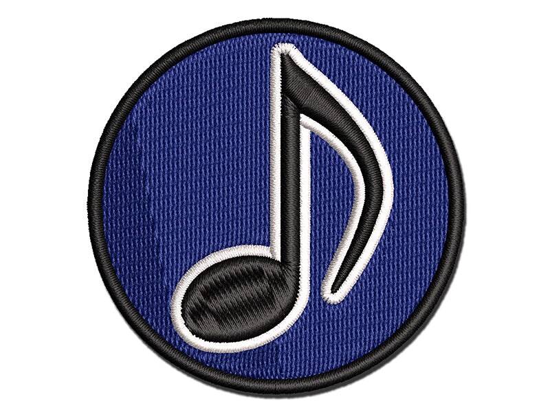 Music Eighth Note Multi-Color Embroidered Iron-On or Hook &#x26; Loop Patch Applique