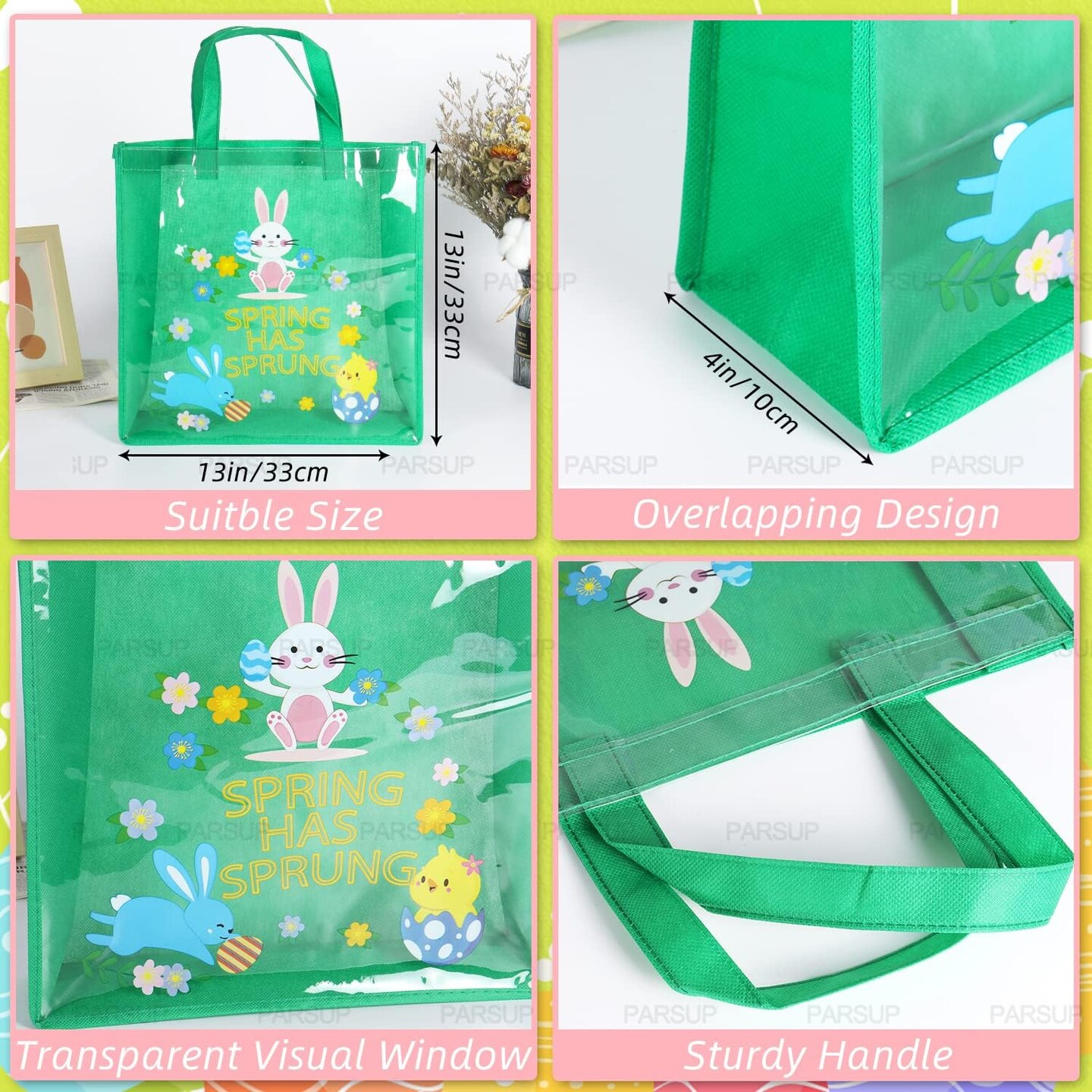Happy Bunny Decorated Treat Bags 6 Pcs