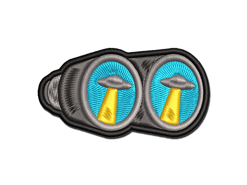 UFO Sighting Binoculars Aliens Multi-Color Embroidered Iron-On or Hook &#x26; Loop Patch Applique