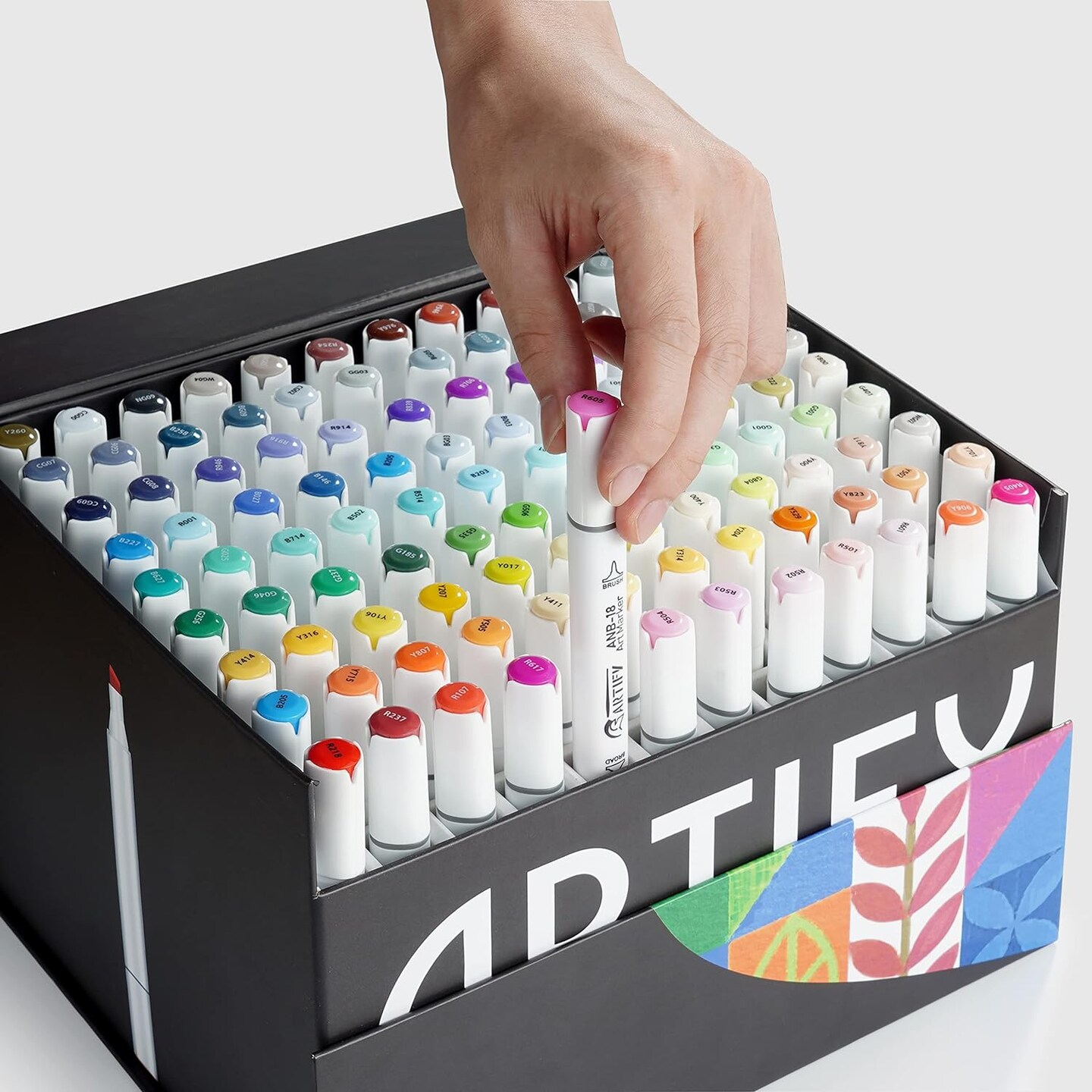 ARTIFY Alcohol Brush Markers, Brush &#x26; Chisel Dual Tips Professional Artist Art Markers, Drawing Marker with Carrying Case for Adult Coloring (Set of 108 in gift packaging, Universal Colors)