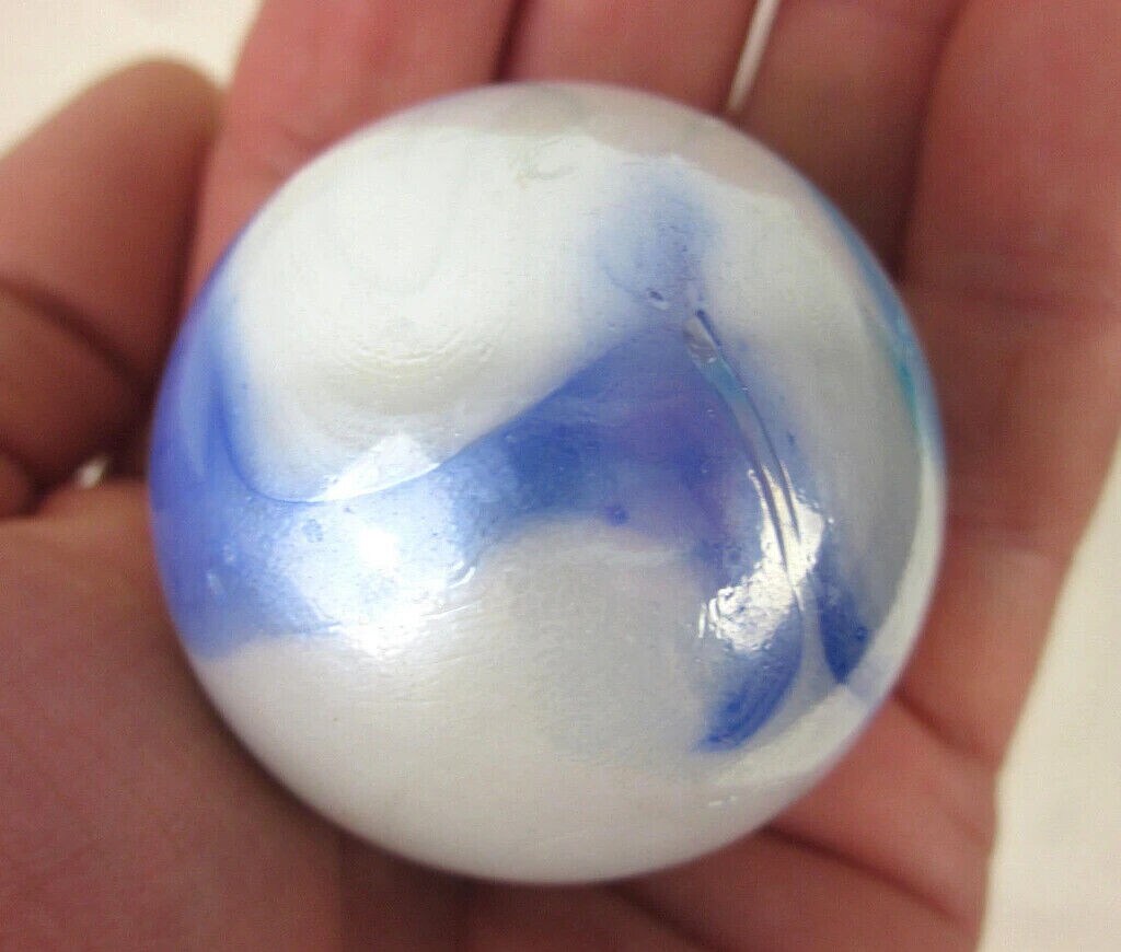 Toe Breaker 50mm (2") TIGER SHARK White/Blue Swirl Marbles glass Toebreaker HUGE