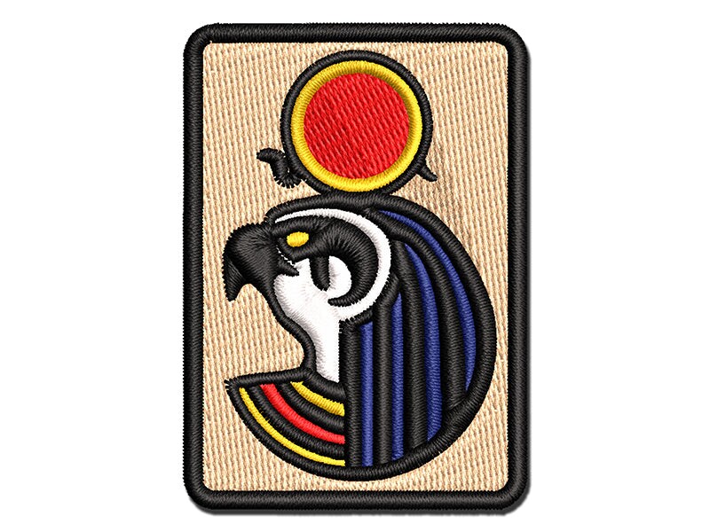 Ra Head Egyptian God of the Sun Multi-Color Embroidered Iron-On or Hook &#x26; Loop Patch Applique