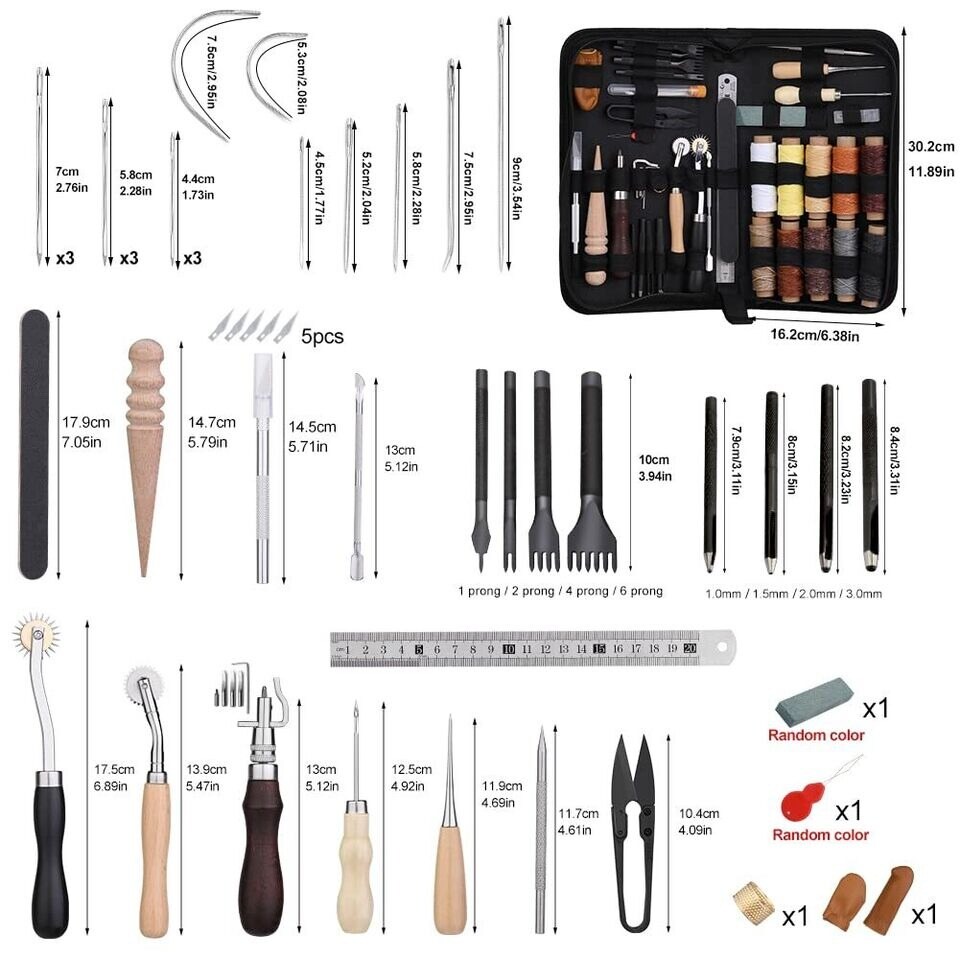Leather Working Tools Craft Kit Repair Waxed Thread Stitching Punch Sewing Craft