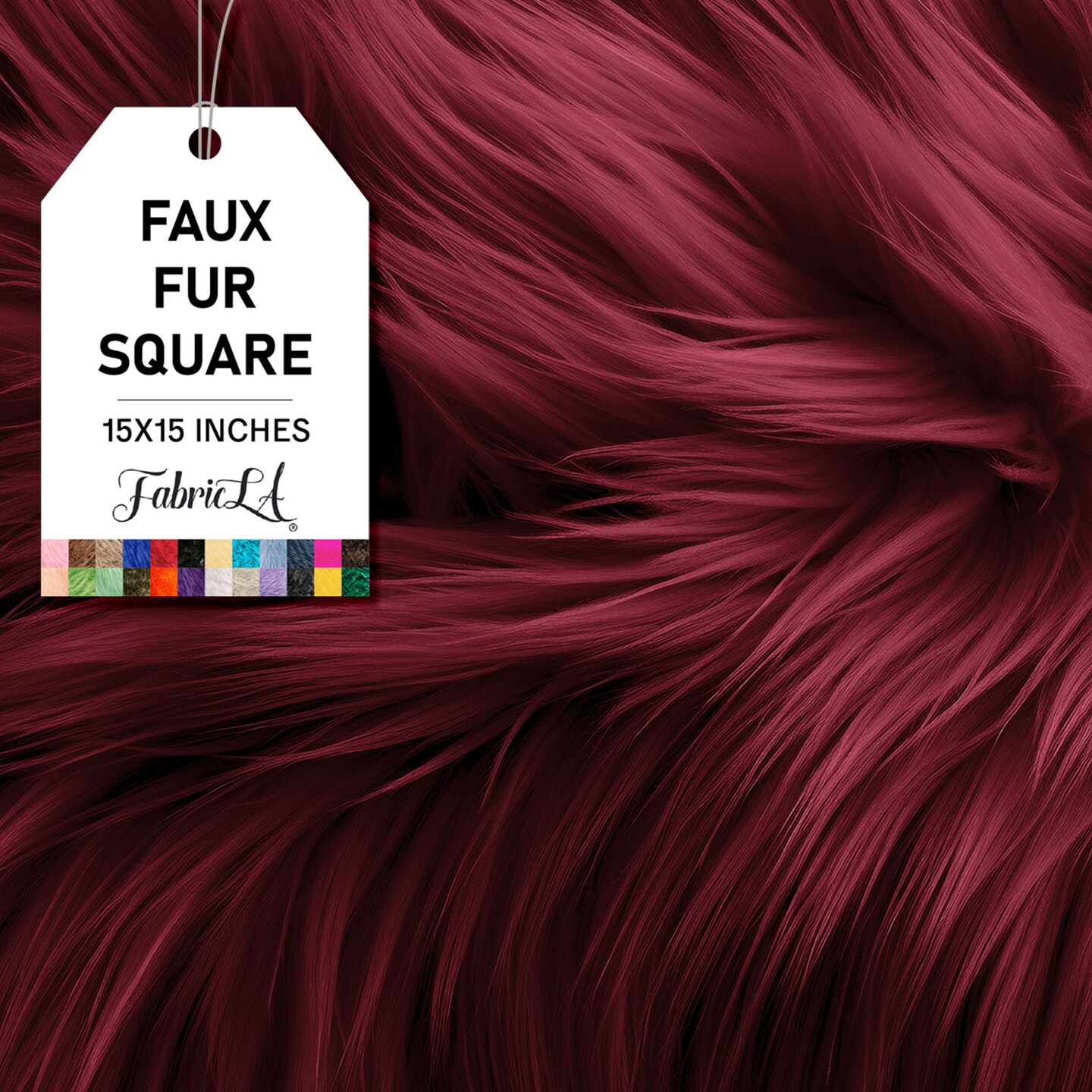 FabricLA | Faux Fur Fabric Square | 15" X 15" Inch Wide Pre-Cut Shaggy | Fake Fur Fabric | DIY, Craft Fur Decoration, Fashion Accessory, Hobby | Burgundy
