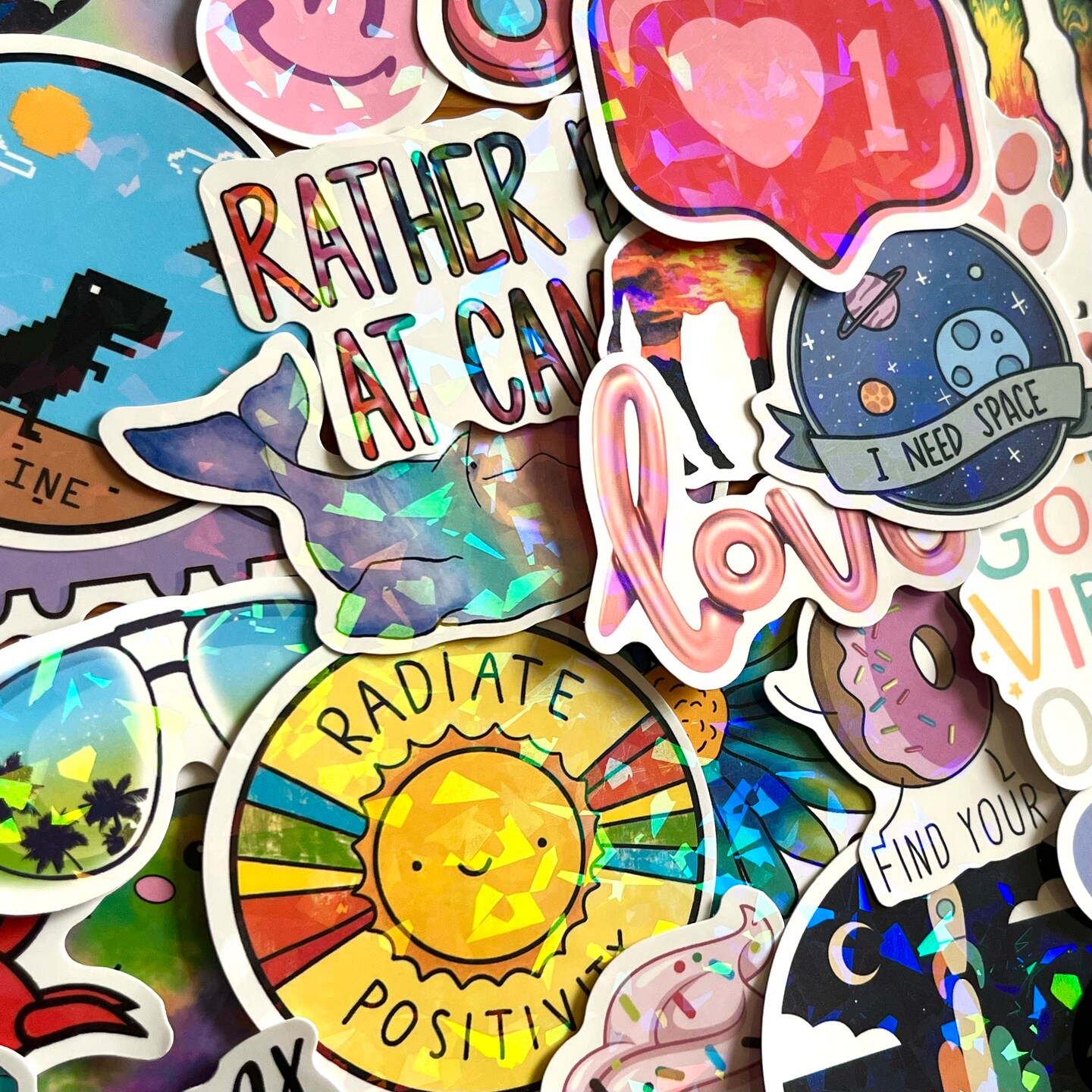 5100 pcs Holographic Stickers, Boho Aesthetic Reflective Sticker Pack, Waterproof Water Bottle