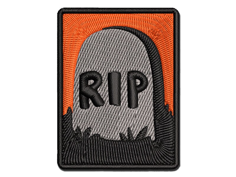 RIP Headstone Gravestone Tombstone Halloween Multi-Color Embroidered Iron-On or Hook &#x26; Loop Patch Applique