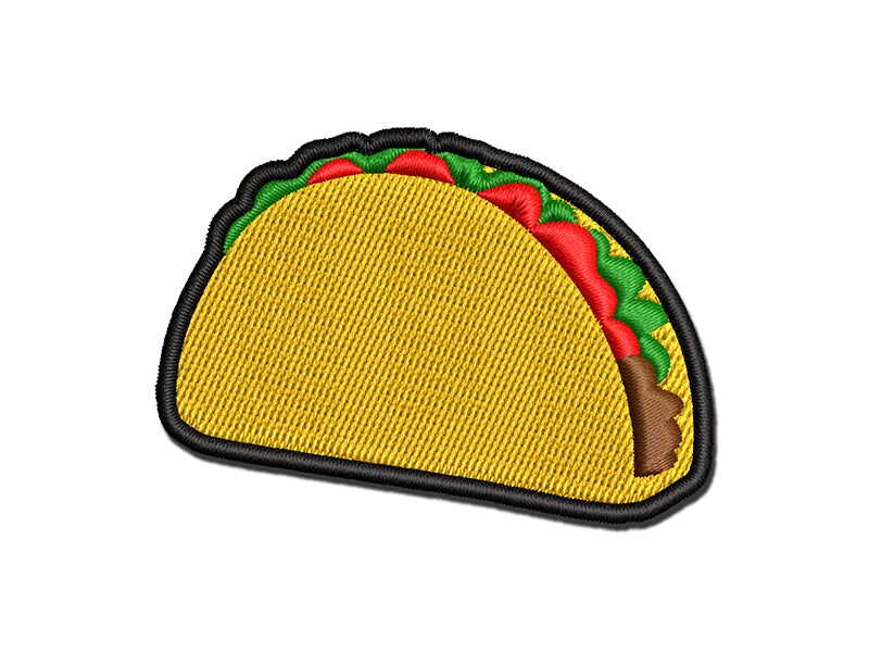 Taco Doodle Multi-Color Embroidered Iron-On or Hook &#x26; Loop Patch Applique
