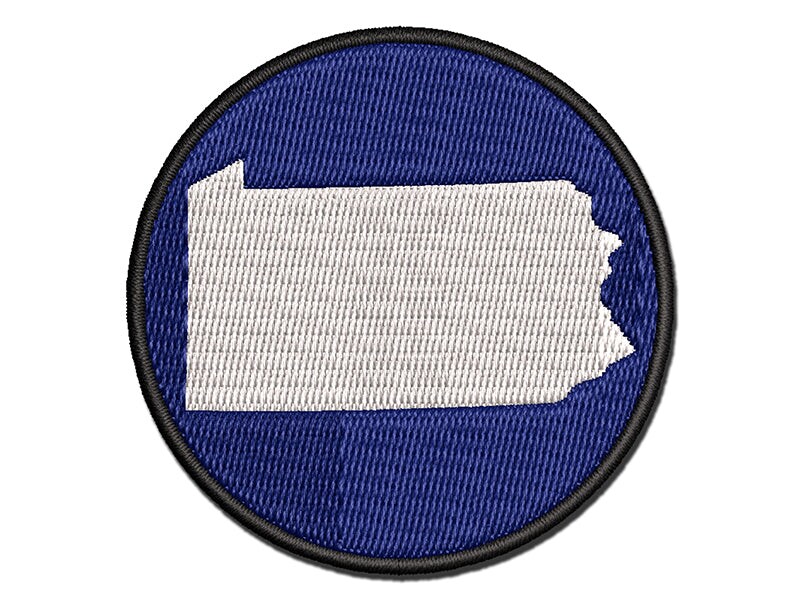 Pennsylvania State Silhouette Multi-Color Embroidered Iron-On or Hook &#x26; Loop Patch Applique