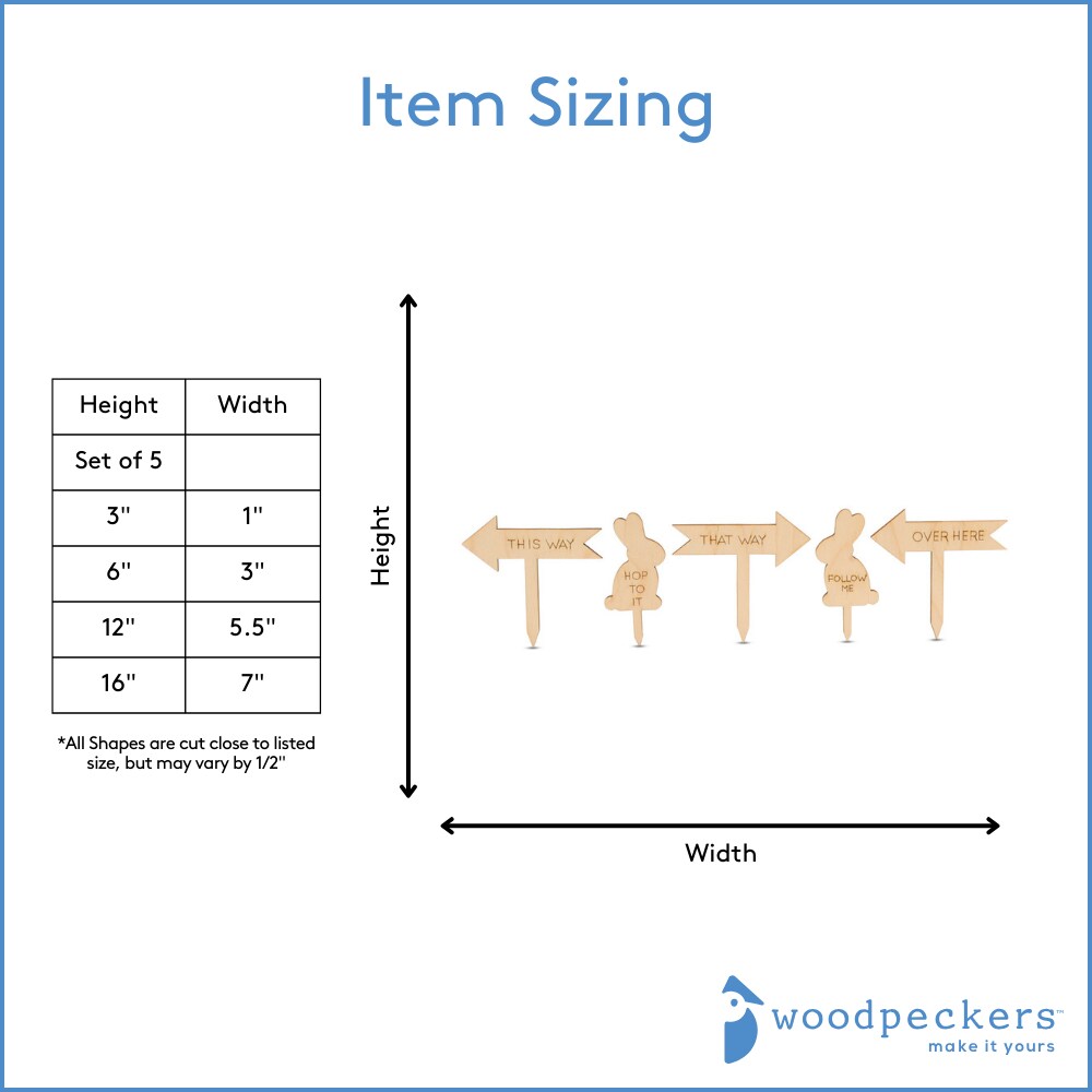 Easter Egg Hunt Sign Kit, From 3"-12”, 1/8" Thick | Woodpeckers