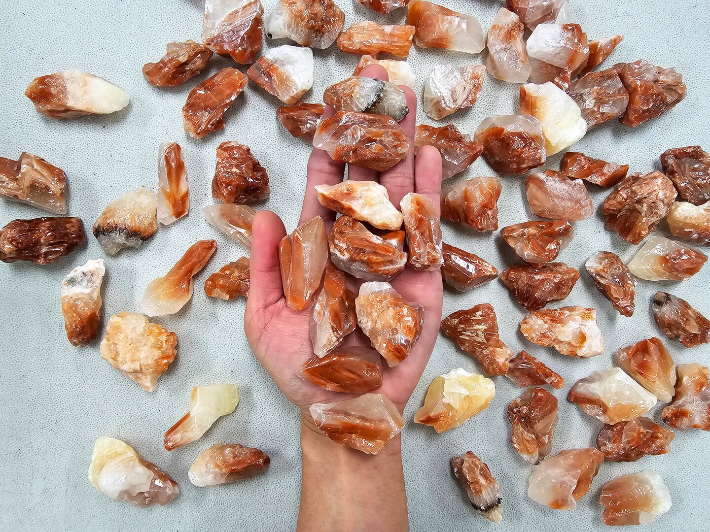Red Calcite Crystals Raw Rough Stones Bulk Colorful Natural Gemstones for Vase Fillers & Healing