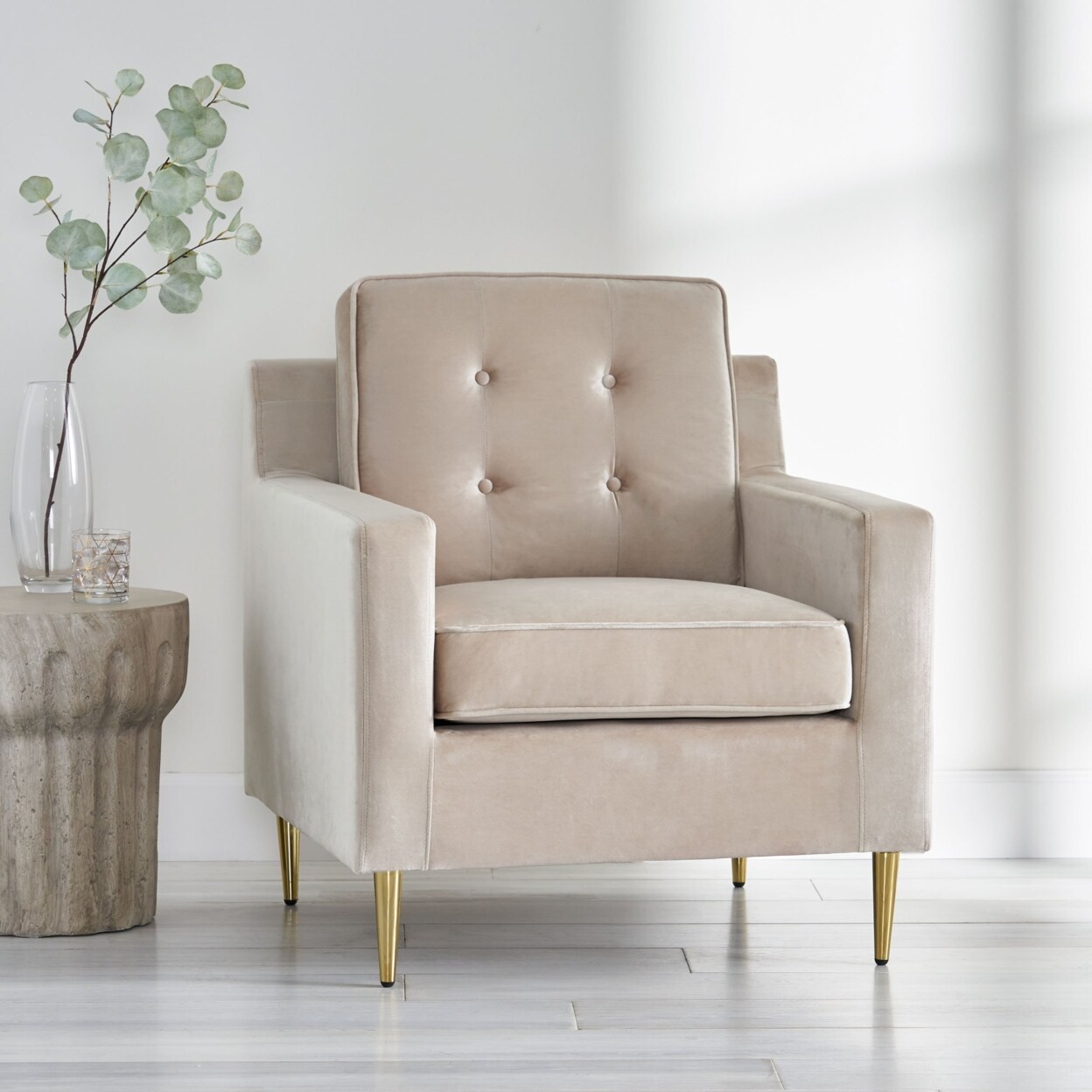 GDFStudio Taylea Modern Glam Tufted Velvet Club Chair
