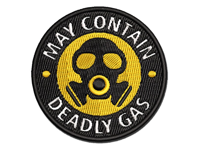 May Contain Deadly Gas Mask Fart Multi-Color Embroidered Iron-On or ...