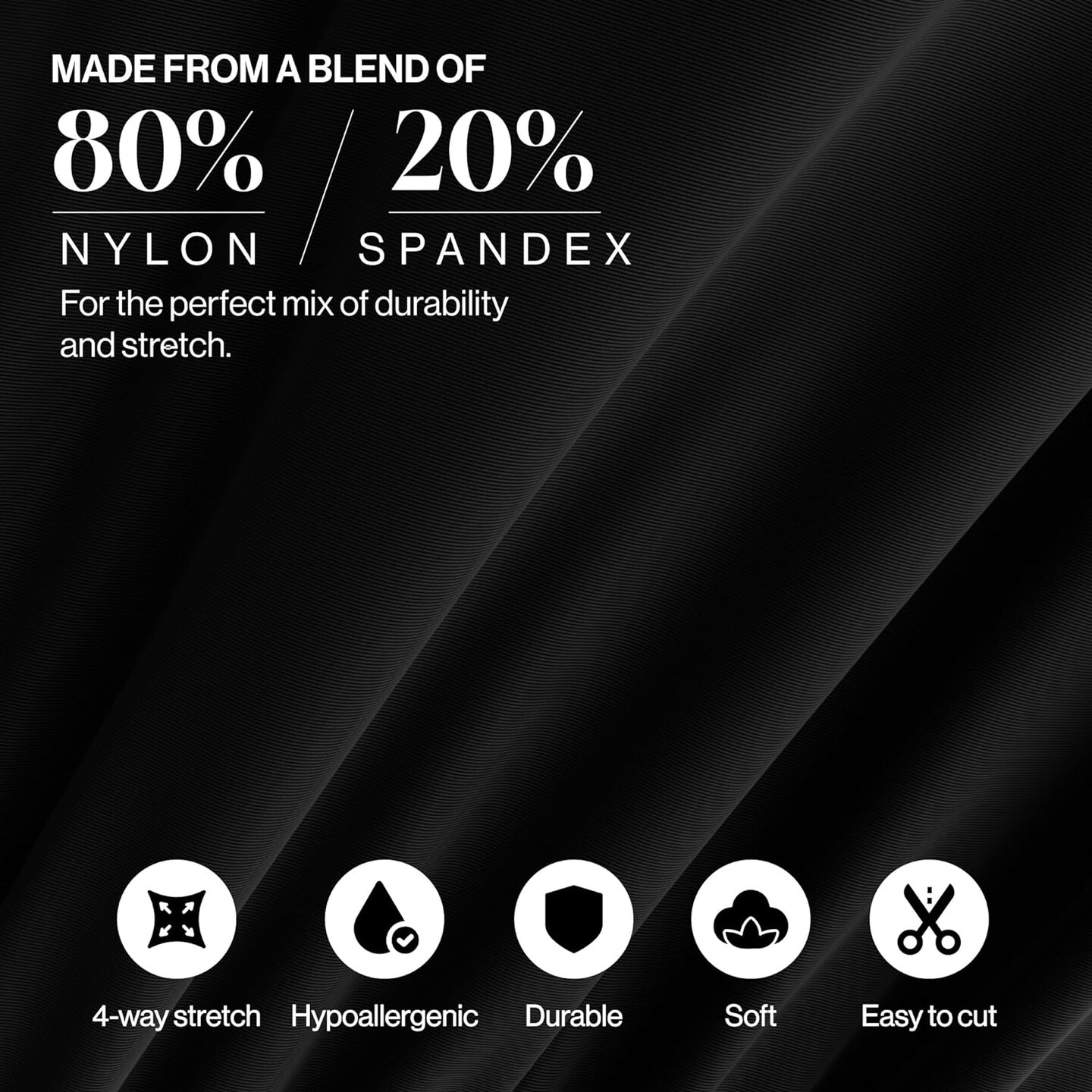 FabricLA | Nylon Spandex | 4 Way Stretch | Swimwear Tricot Fabric | Black | Half Yard