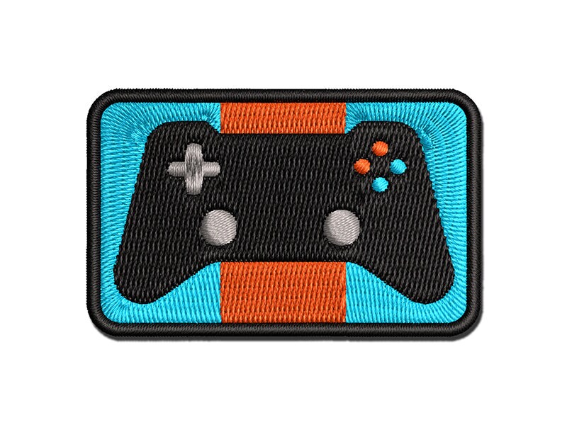 Video Game Controller Icon Multi-Color Embroidered Iron-On or Hook &#x26; Loop Patch Applique