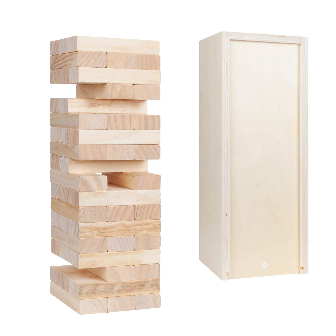 WE Games Wooden Blocks Stacking Tower Game with Wooden Box, 14 in.