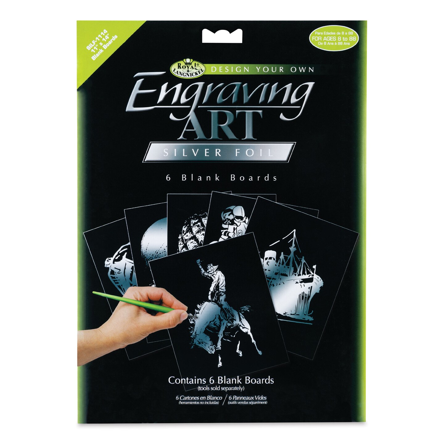 Royal &#x26; Langnickel Engraving Art Blank Board - Silver Foil, 11&#x22; x 14&#x22;, Pkg of 6