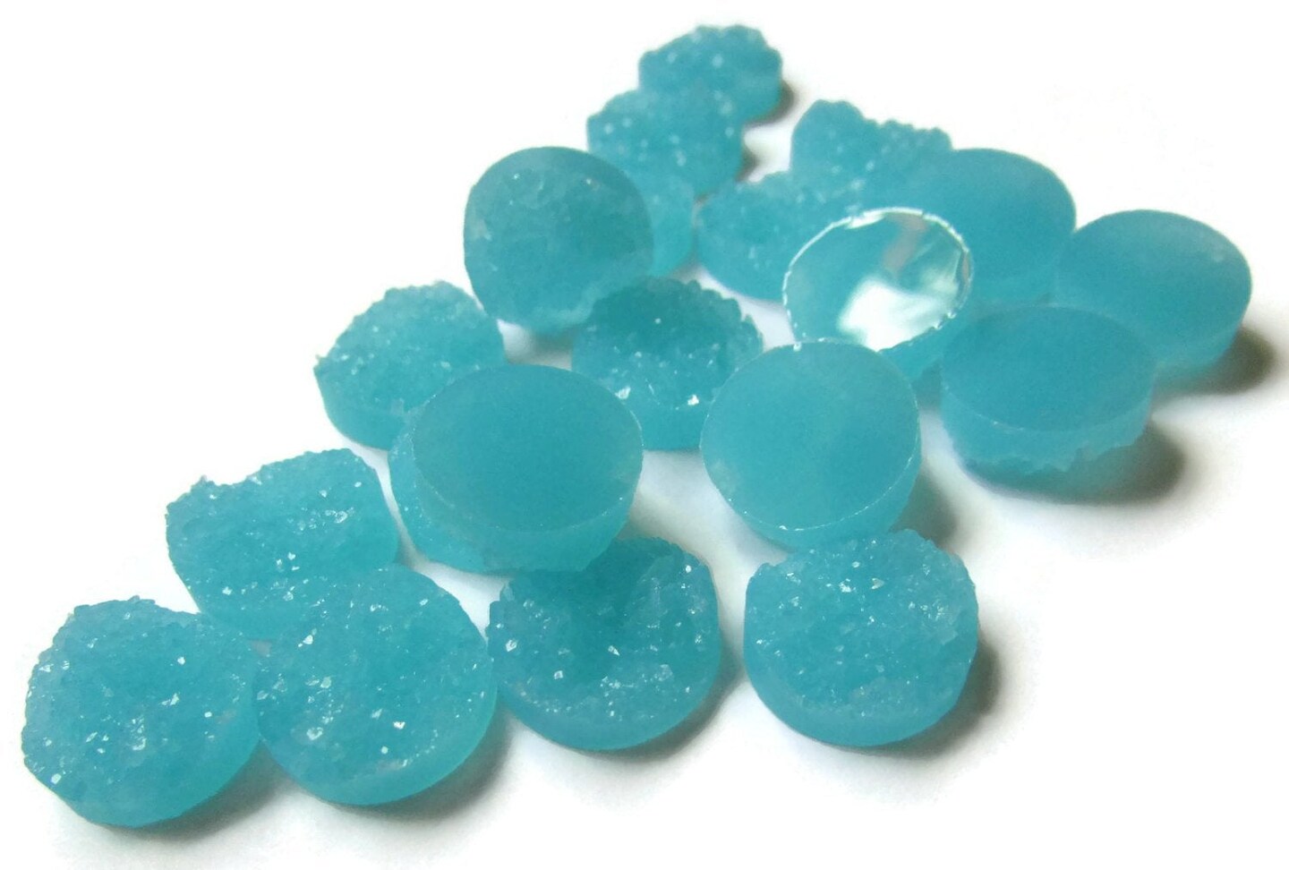 12mm Teal Blue Round Resin Druzy Cabochons