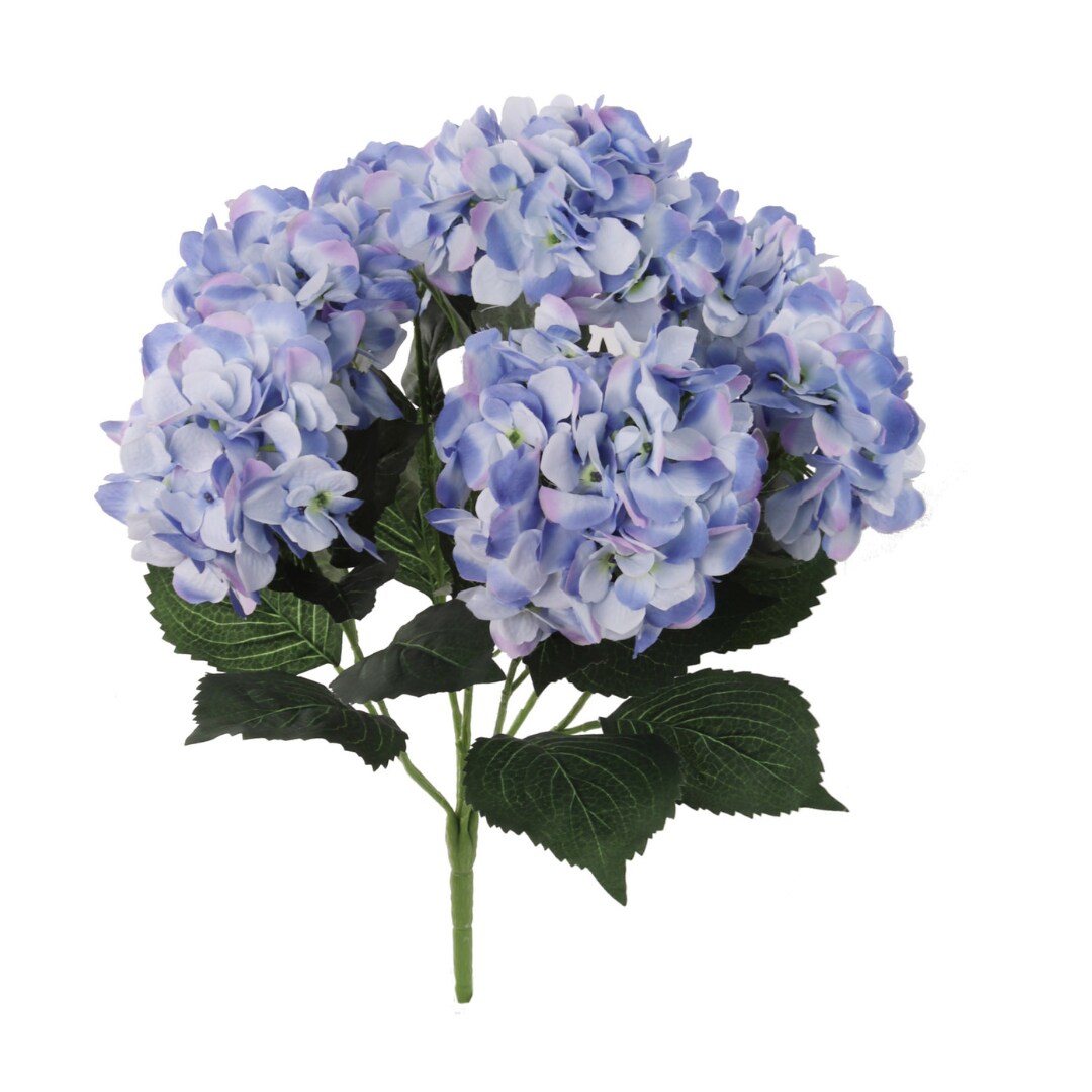 2-Pack: Blue Hydrangea Bush, 20-Inch, 7 Silk Blooms, Garden Decor, Floral Bush , Floral Home by Artificial Flowers