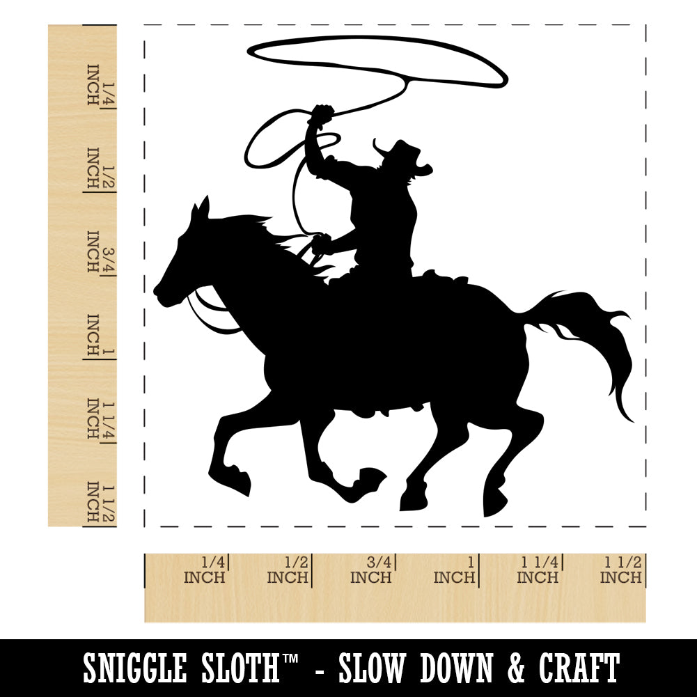 Cowboy on Horseback With Lasso Self-Inking Rubber Stamp Ink Stamper ...