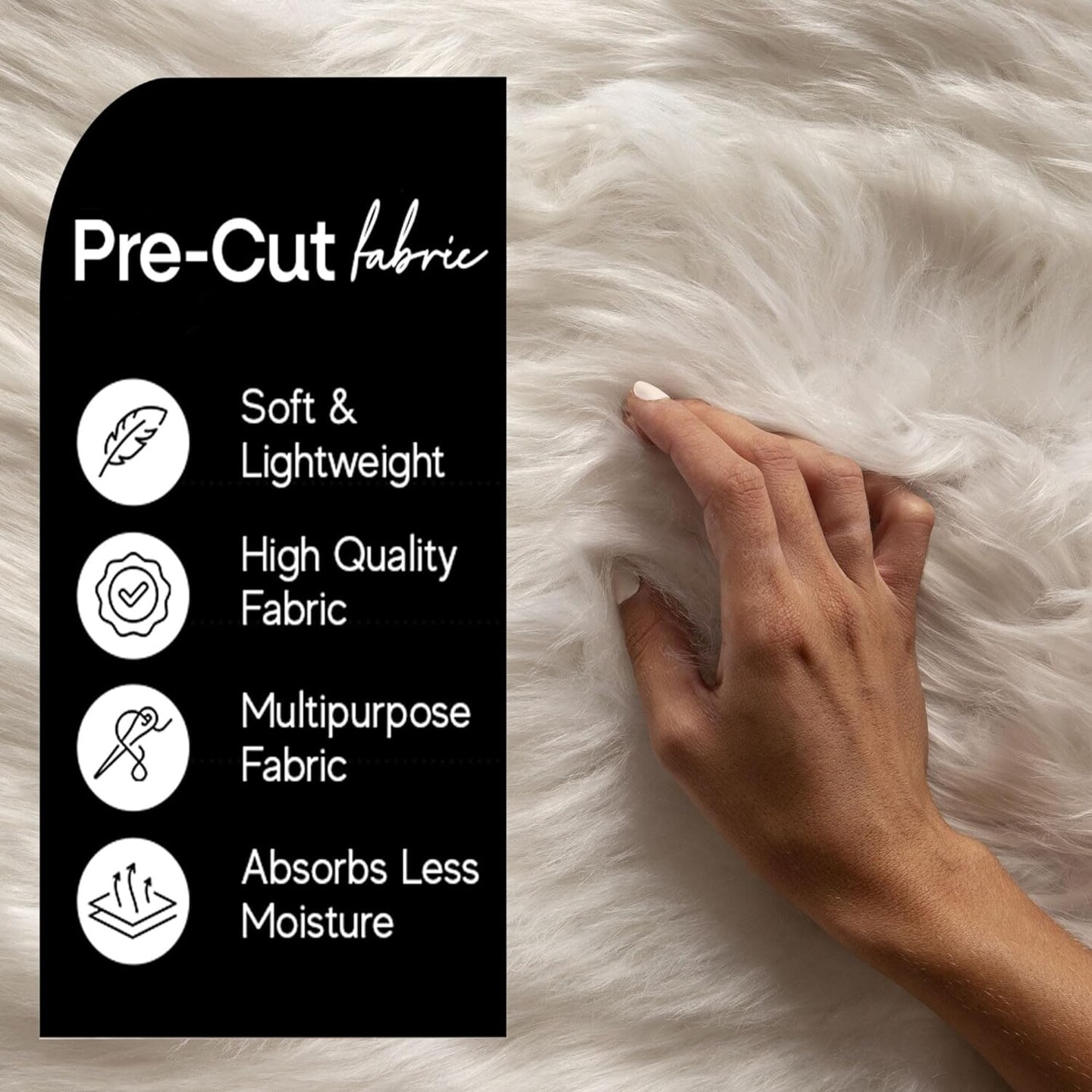 Faux Fur Fabric | Precut Fake Fur Trim Rolls | 4&#x201D; x 60&#x201D; inch Wide Ribbon | White