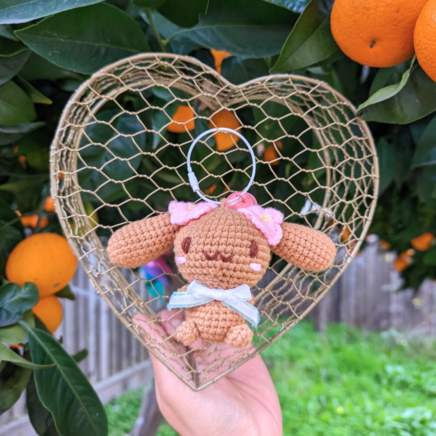 Cinnamon Roll and Mocha Crocheted Plush Keychain, Bag Charm