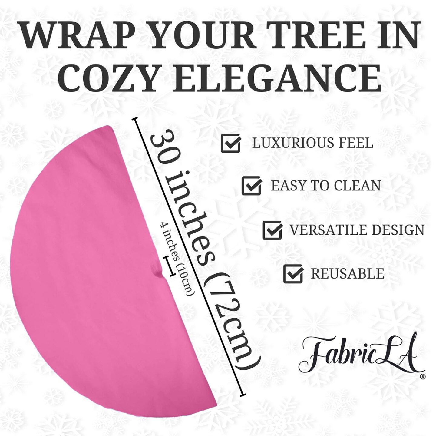 FabricLA Bubble Gum Faux Fur Tree Skirt Cut - 30 Inches with Rounded Edges (No Backing) for Holiday Decor