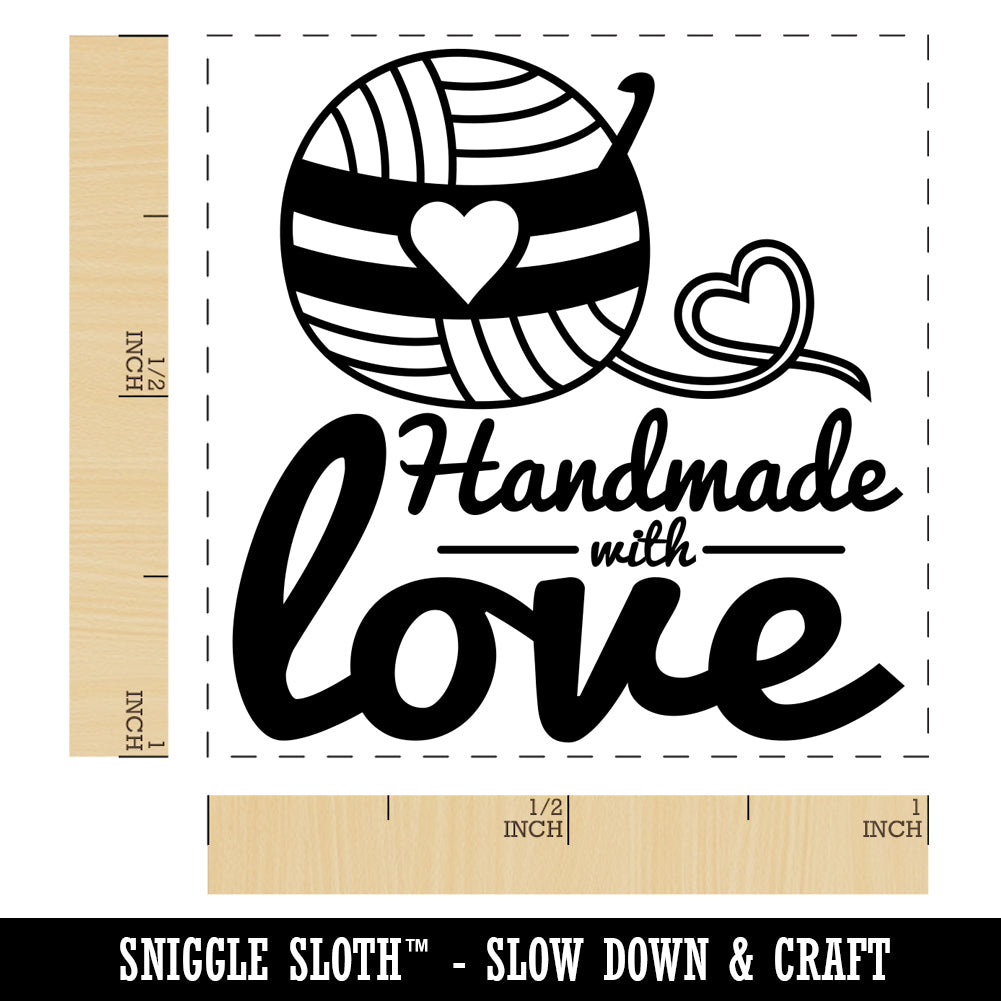 Handmade With Love Crochet Yarn Self-Inking Rubber Stamp Ink Stamper