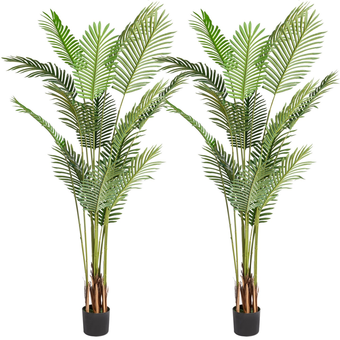 Set of 2 Artificial Palm Plant 6 Feet Fake Palm Tree with 16 Leaves Faux