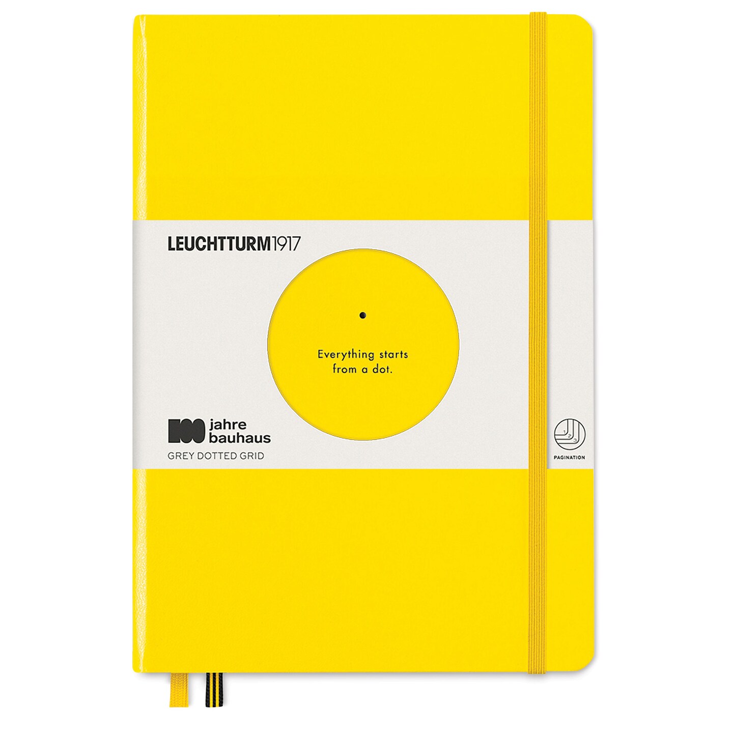 Leuchtturm1917 Bauhaus Notebook - Lemon/Black, 5-3/4&#x22; x 8-1/4&#x22;, Dotted