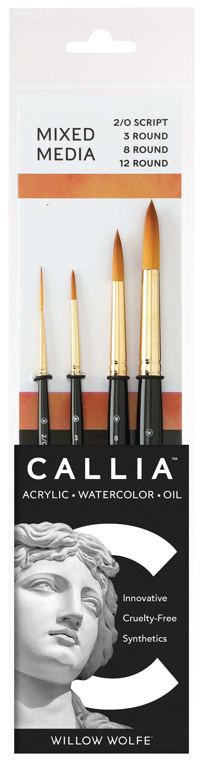 Willow Wolfe Callia Artist Mixed Media Basic Brush Set-Script and Rounds