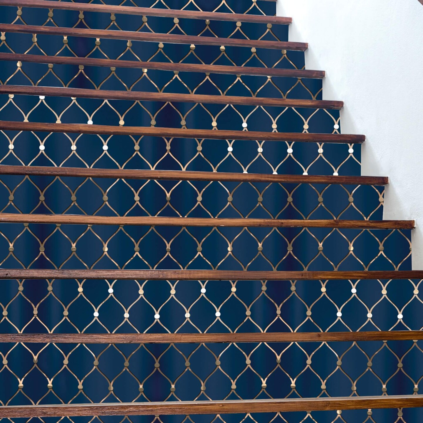 Peel and Stick Craft Paper. Navy and Gold Geometric Print. 12-Pack of mbossed Peel and Stick Cardstock