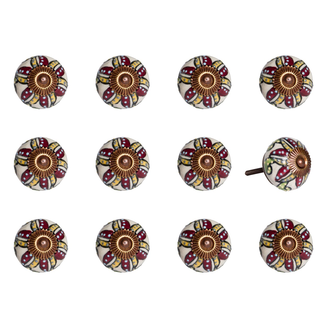 Knob-It Vintage Hand Painted Cabinet Drawer Knobs 12-Piece Set 8 Inch Boho Decor