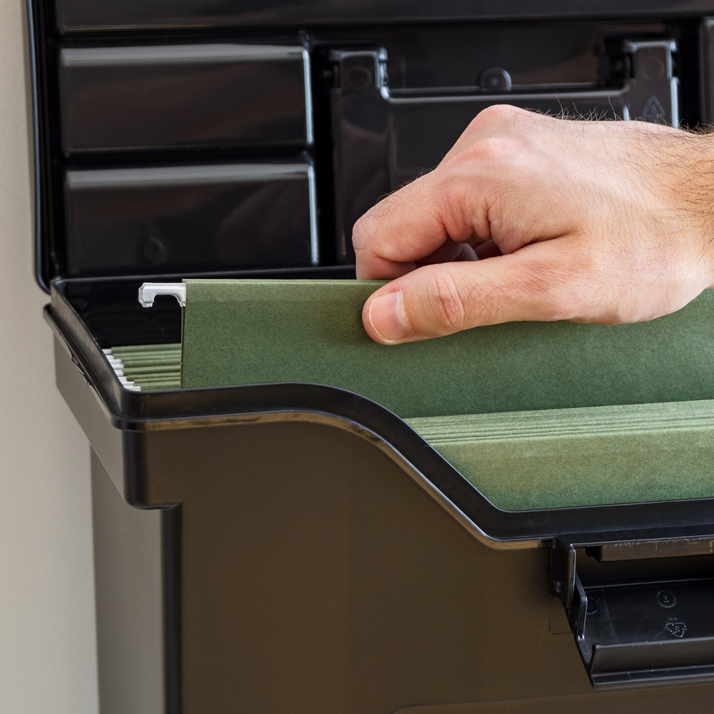 IRIS USA Portable Letter Size File Box with Handle for Hanging Folders