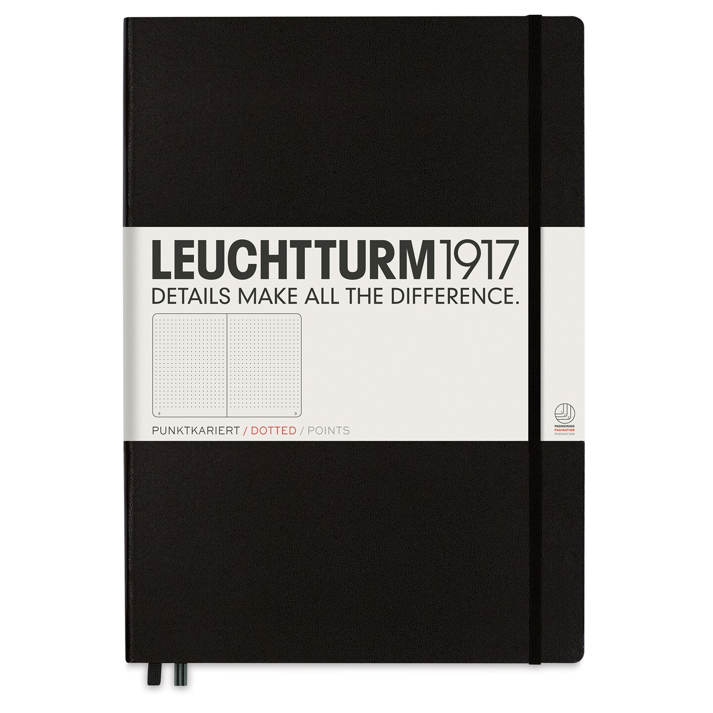 Leuchtturm1917 Dotted Hardbound Notebook - Black, 8-3/4&#x22; x 12-1/2&#x22;