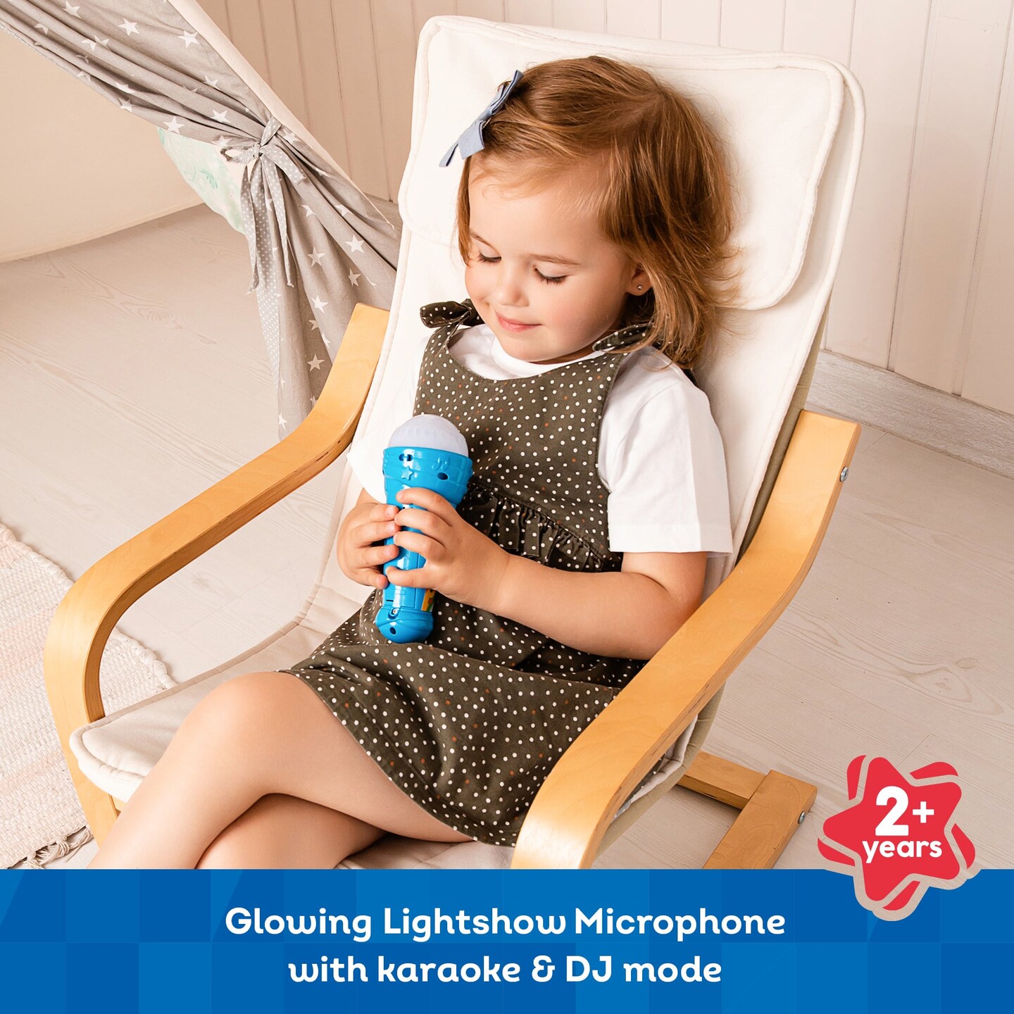 Kids Hits Educational Toddler Lightshow Microphone Toy Popular Songs Blue