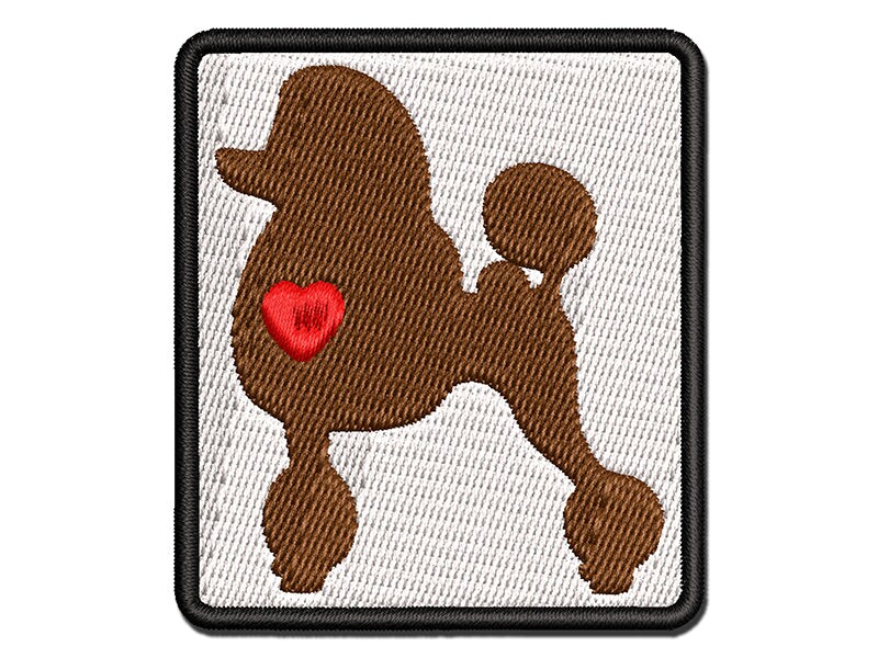 Standard Poodle Dog with Heart Multi-Color Embroidered Iron-On or Hook &#x26; Loop Patch Applique