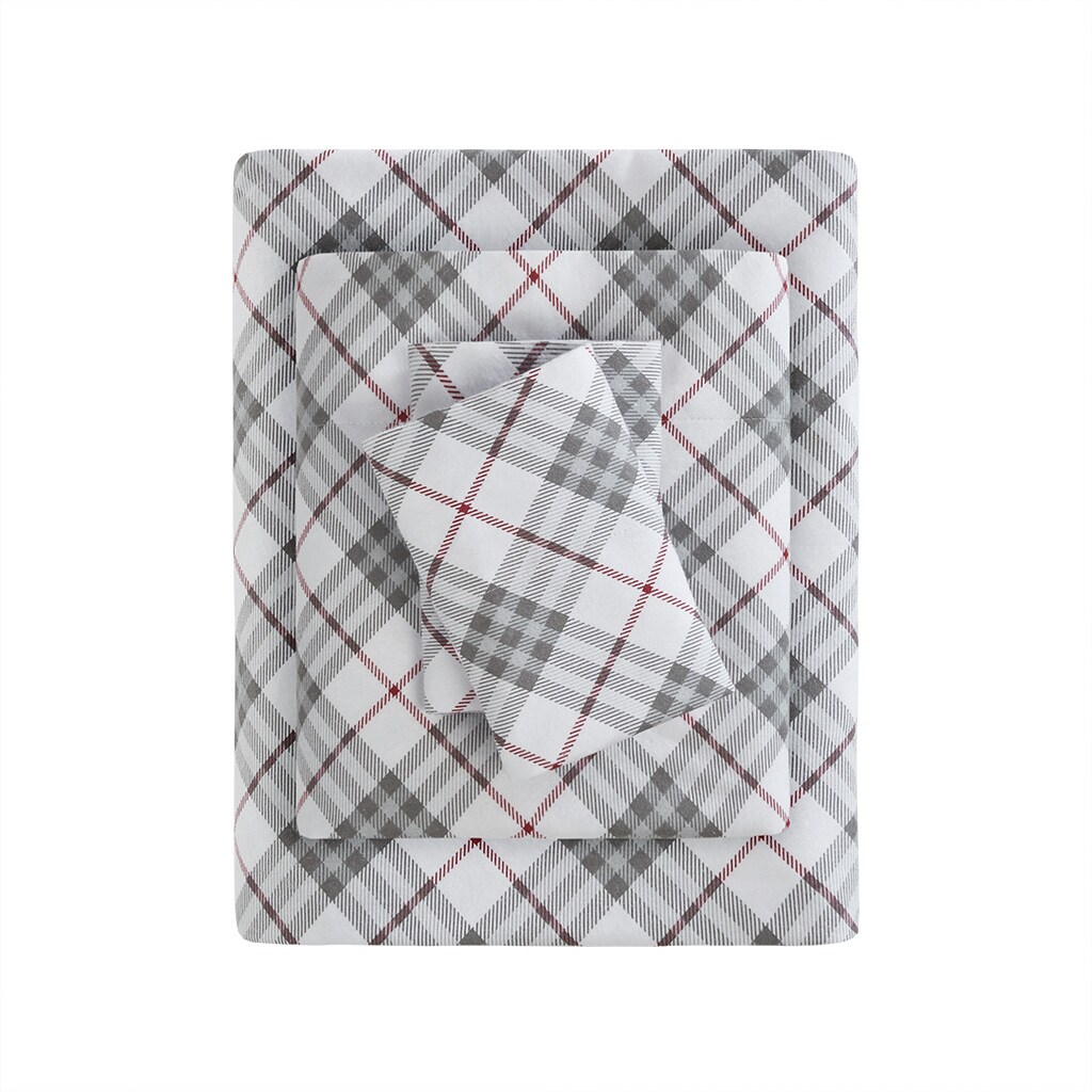 Gracie Mills Persephone 4-Piece Cotton Flannel Sheet Set Twin Gray Grace-7549