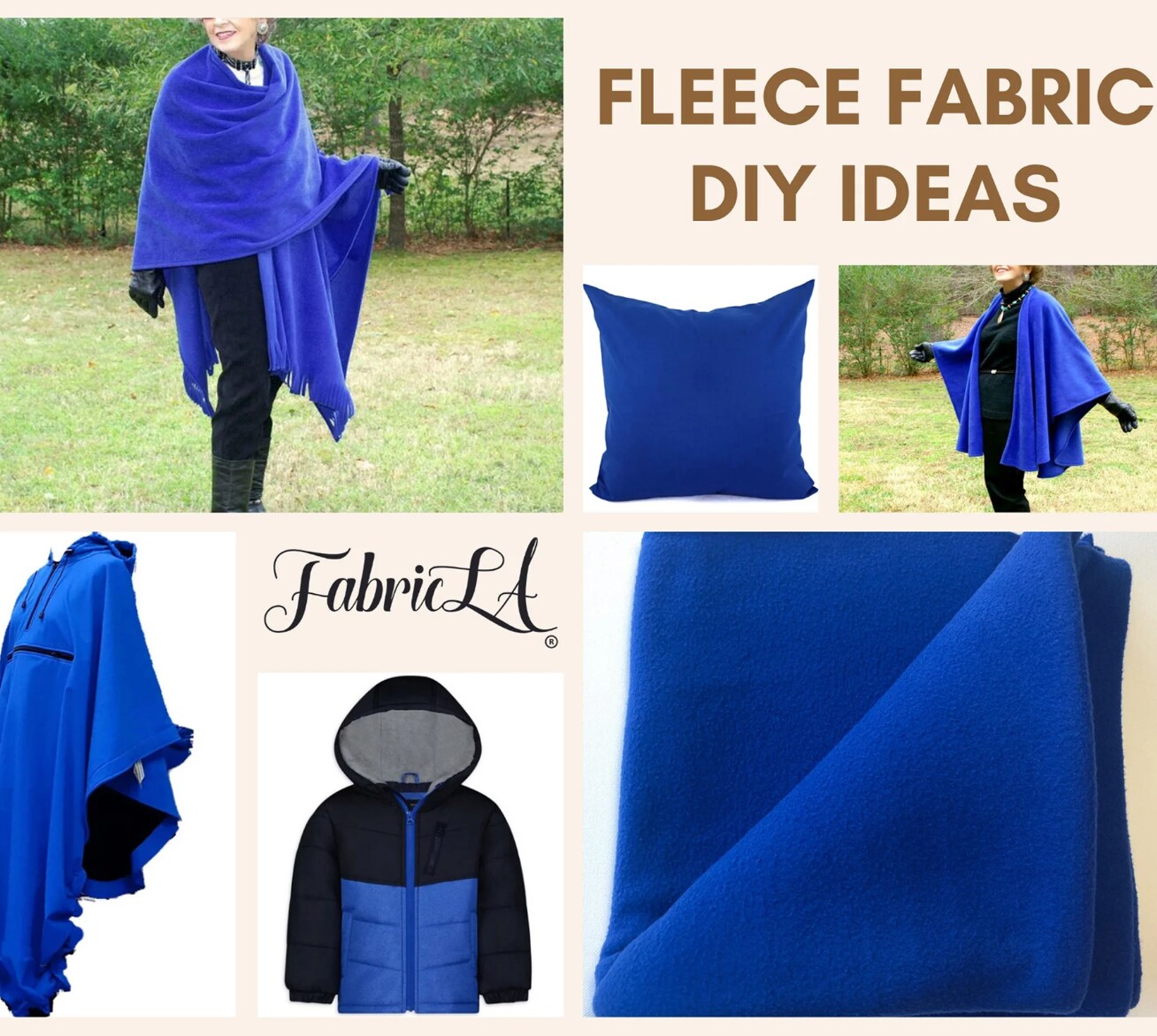 FabricLA | Fleece Fabric By The Yard | 18&#x22;X60&#x22; Inch Wide | Anti Pill Polar Fleece | Soft, Blanket, Throw, Poncho, Pillow Cover, PJ Pants, Booties, Eye Mask - Blue Airplanes (Half Yard)