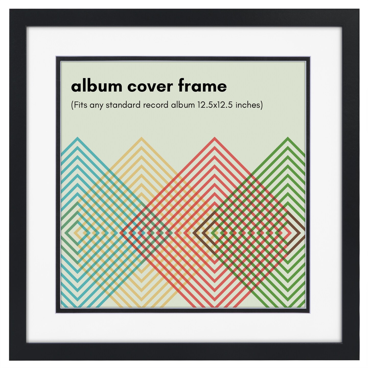 Americanflat 15x15 Record Cover Frame - Includes Double Black and White Mat with Mounting Board - Record Album Picture Frame - Shatter Resistant Glass - Hanging Hardware - Black