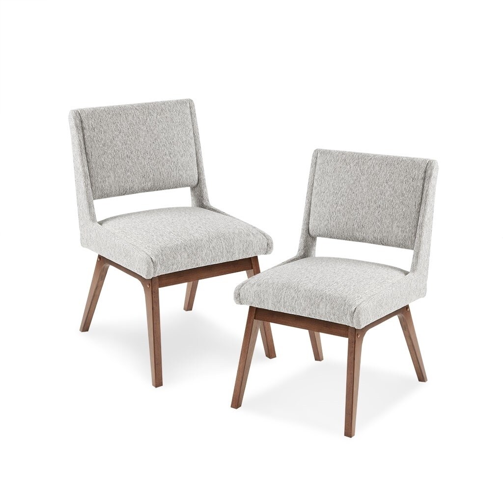 Gracie Mills   Carlene Chic Upholstered Dining Chairs (Set of 2) - Pecan Finish - GRACE-5277