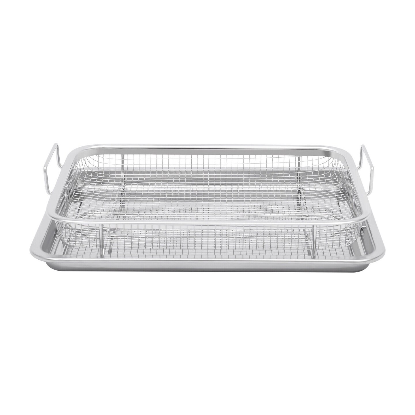 Kitcheniva 2 Pcs Air Fryer Basket Stainless Steel Crisper Tray &#x26; Basket