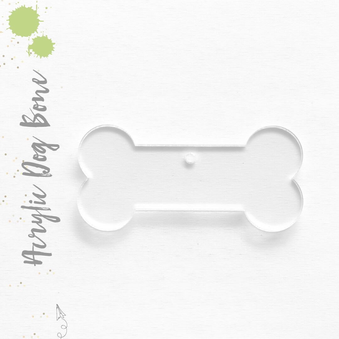 25 Acrylic Keychain Blanks DOG BONE 1,8" Thick( select Size Color) laser cut With Polished