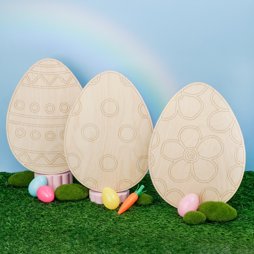 Dotted Wood Easter Egg Cutouts, 5&#x22;-14&#x201D;, 1/8&#x22; Thick |Woodpeckers