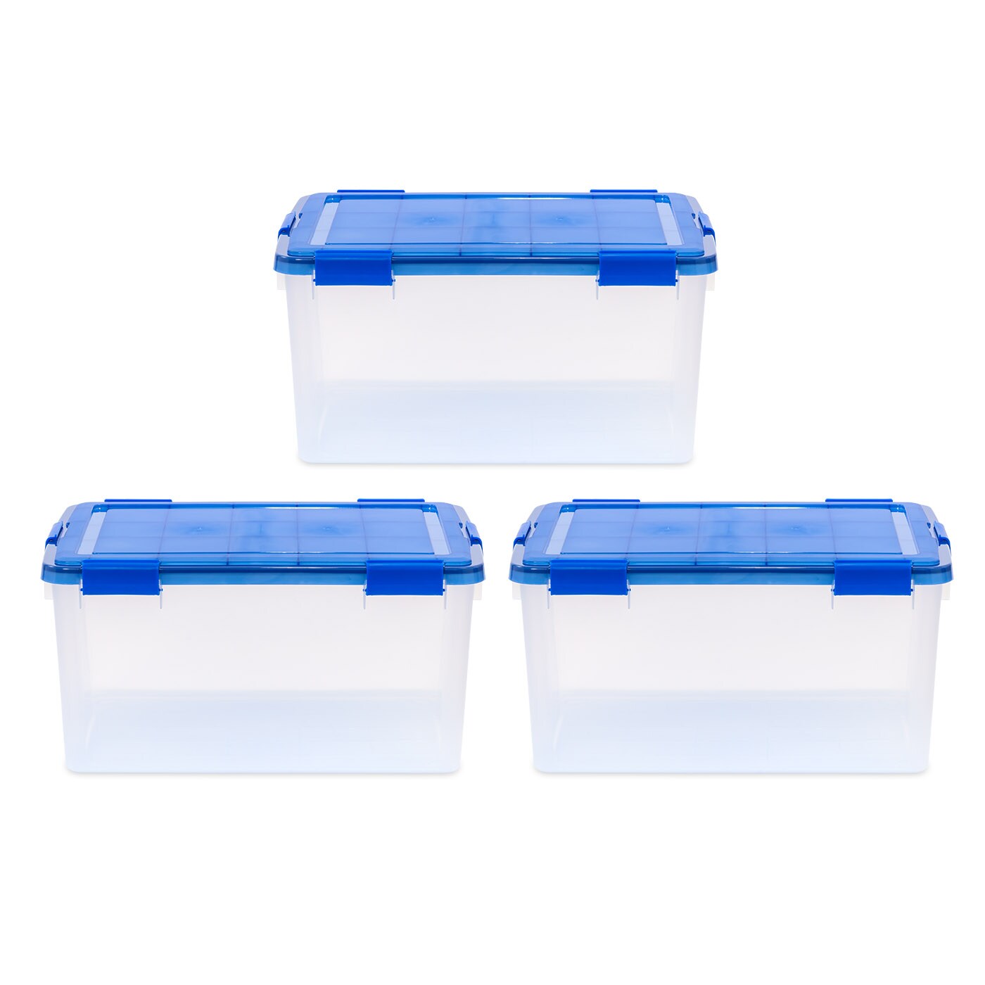 IRIS USA 3Pack 62qt WEATHERPRO Airtight Plastic Storage Bin with Lid and Seal and Secure Latching Buckles
