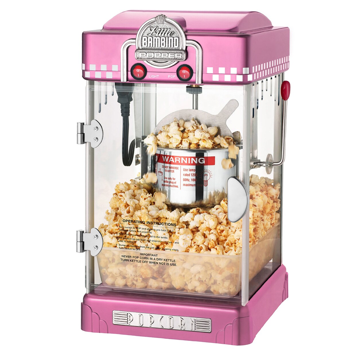 Little Bambino Popcorn Machine 2.5Oz Kettle Pink Countertop Model With Accessories