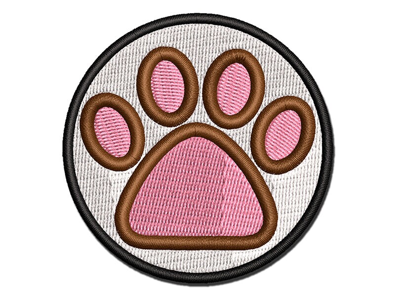 Paw Print Outline Dog Cat Multi-Color Embroidered Iron-On or Hook &#x26; Loop Patch Applique
